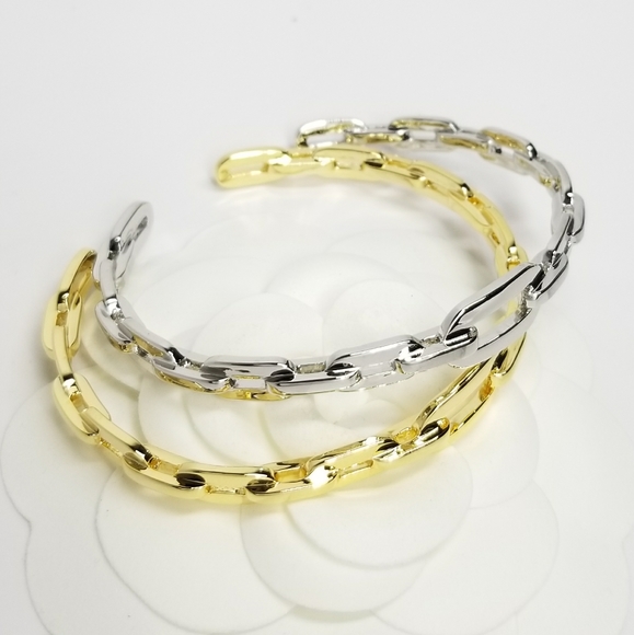 NEW Chain Links Open Cuff Bracelet Bangle - Picture 5 of 13